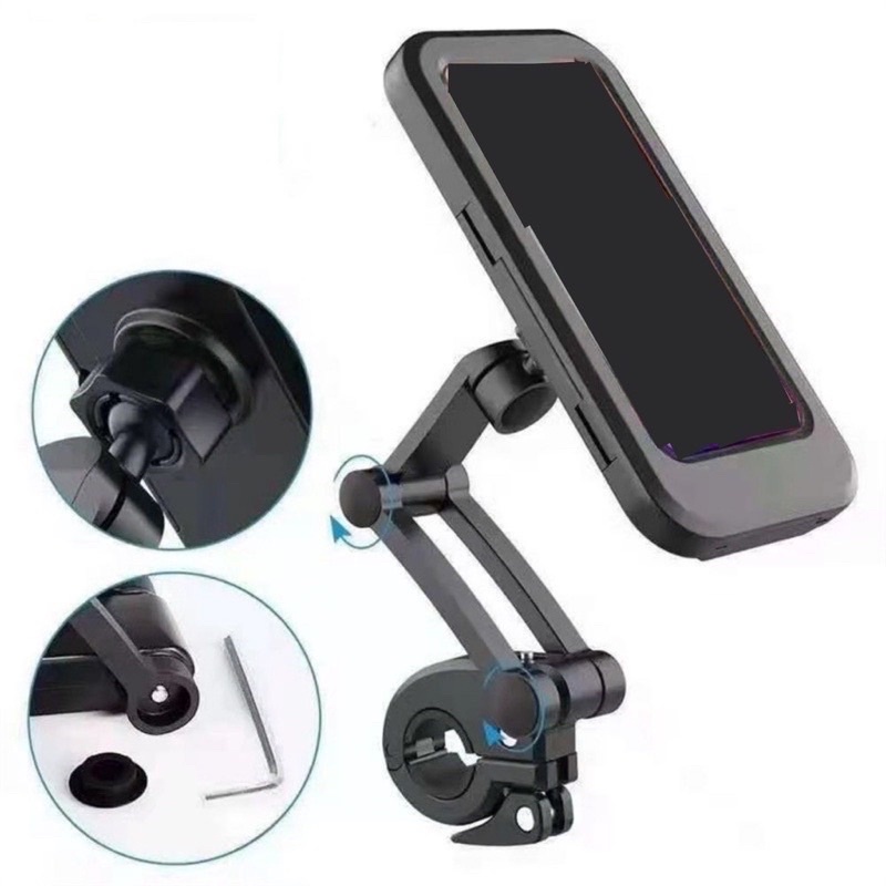 Giá Kẹp Giá Đỡ Điện Thoại Đi Xe Máy Xe Đạp Chống Nước Xoay 360 Độ