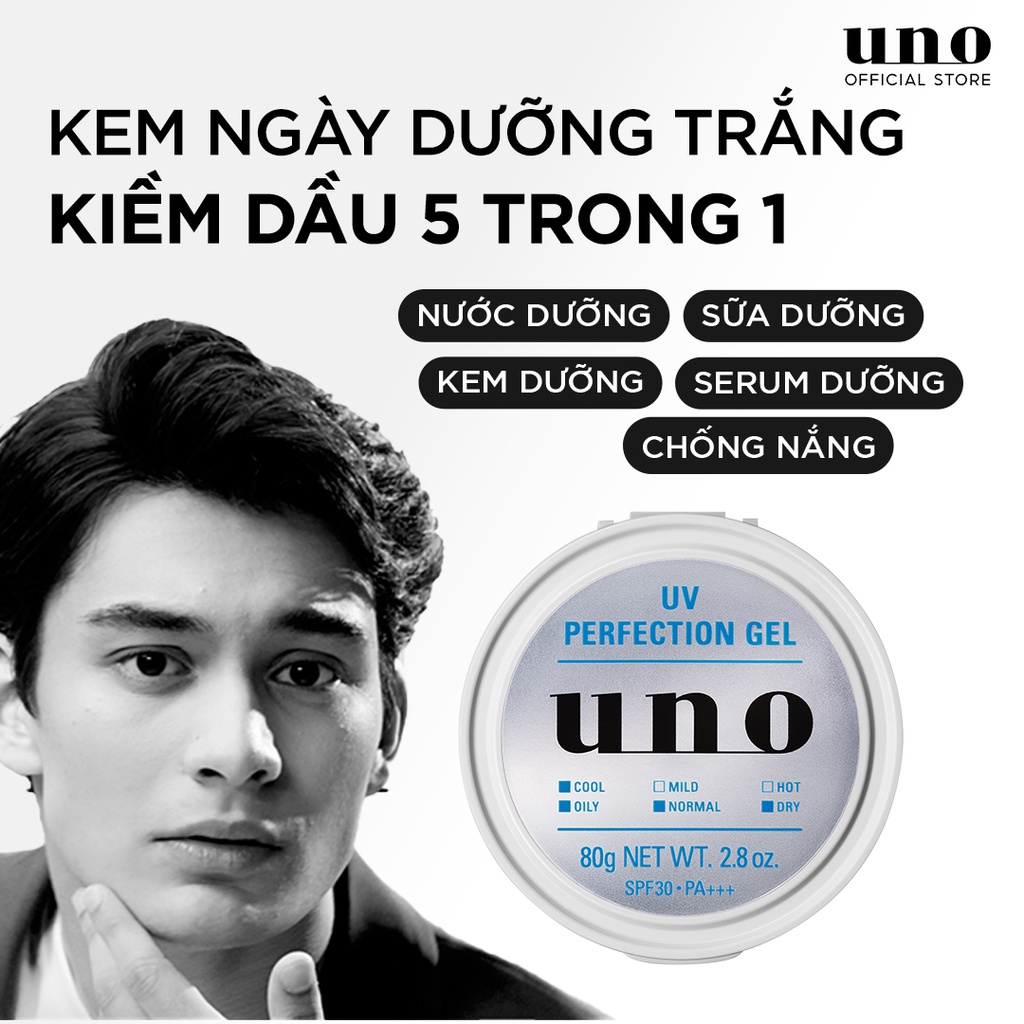 Kem ngày Dạng gel Dưỡng trắng Kiềm dầu 5 trong 1 UNO UV Perfection Gel 80g