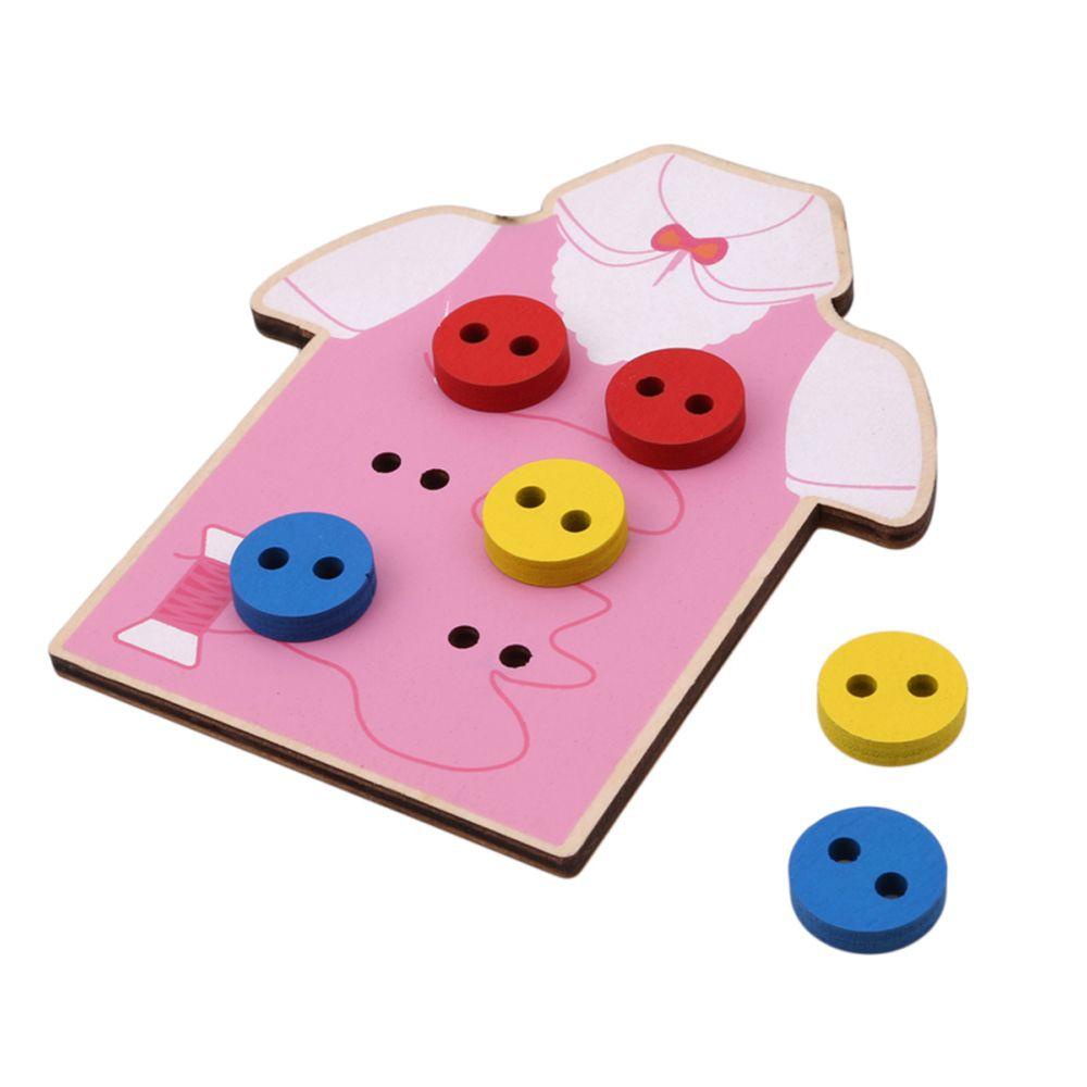 JARRED Boys  Girls Puzzle Threading Toy Shoelace Educational Toys Shoelace Sewing Button Game Learn Basic Skills Wooden Early Childhood Threading Board Concentration Hand-knitted Play Home Toy/Multicolor