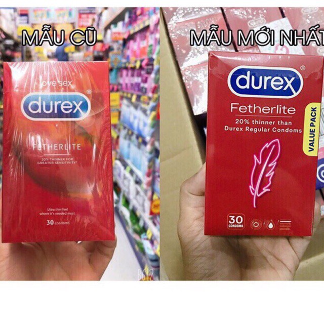 Bao cao su Durex Fetherlite Ultra Thin Feel siêu mỏng hộp 30 cái