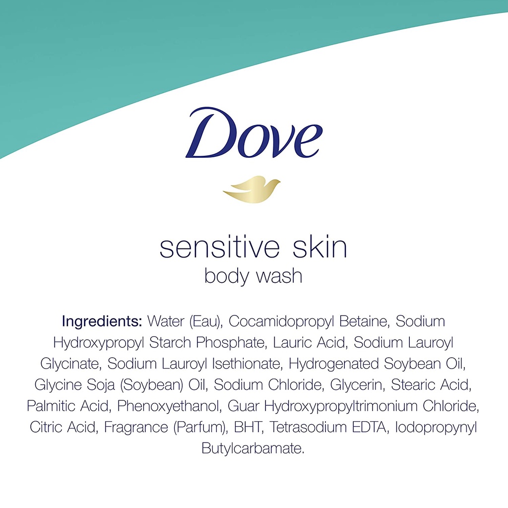 Sữa tắm dưỡng ẩm cho da nhạy cảm Dove Hypoallergenic and Sulfate Free Body Wash Sensitive Skin 1L Pump (Mỹ)