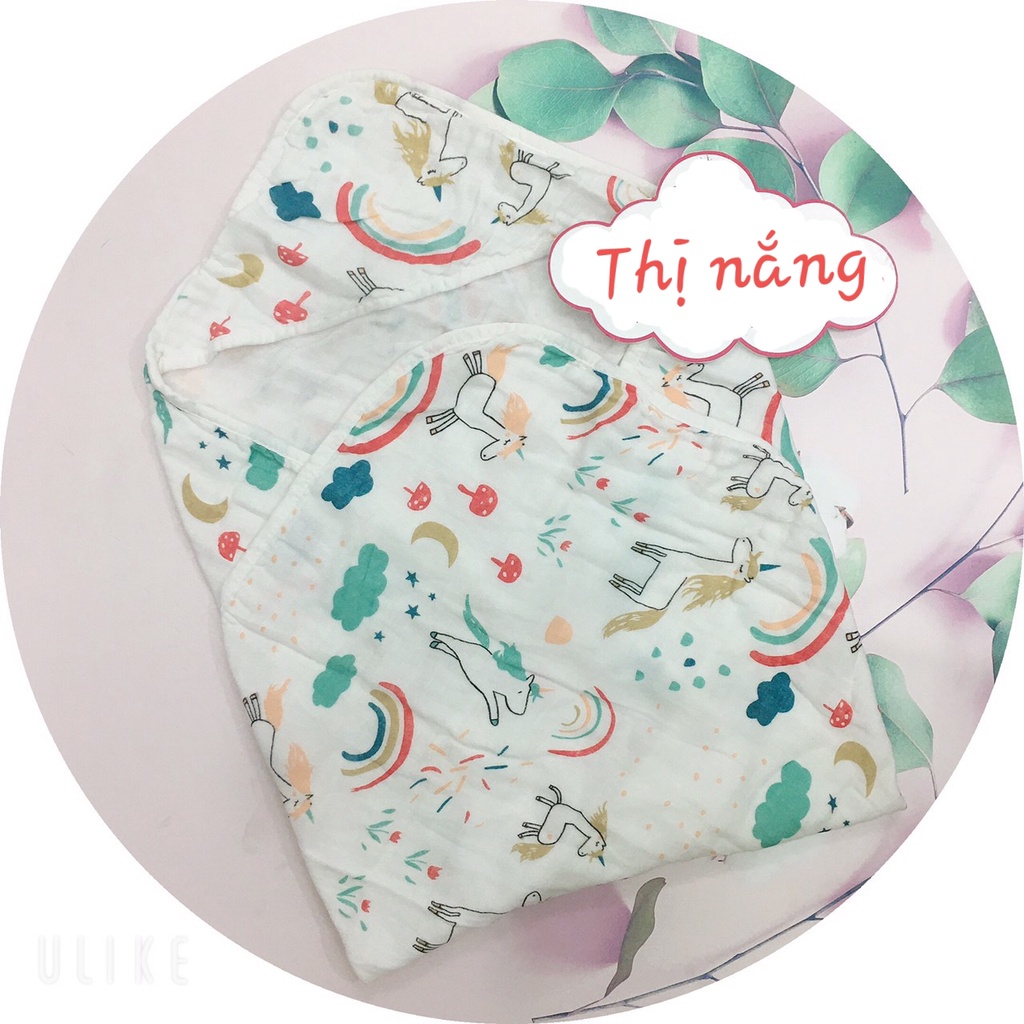 Choàng Ủ, Khăn Tắm, Chăn Ủ Xô Có Mũ 4 lớp Chất Thoáng Mát Cho Bé Thị Nắng Store