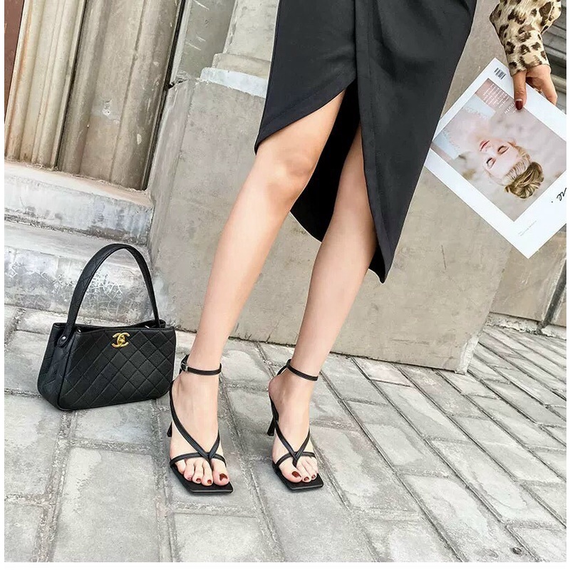 Sandal cao gót nữ 5p xỏ ngón chất da cao cấp xinh sang lên chân tôn dáng - Chi Chanh Store