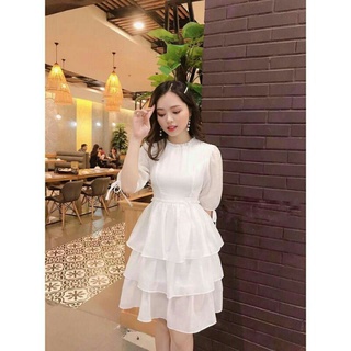 Đầm trắng xòe 3 tầng tiểu thư new
