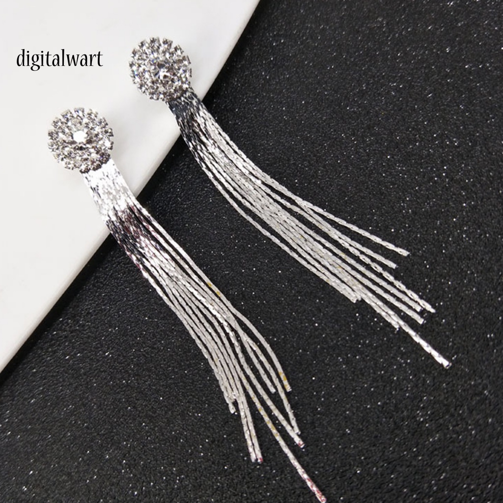 Đôi Bông Tai Dáng Dài Phối Tua Rua Đính Đá Thời Trang Cho Nữ