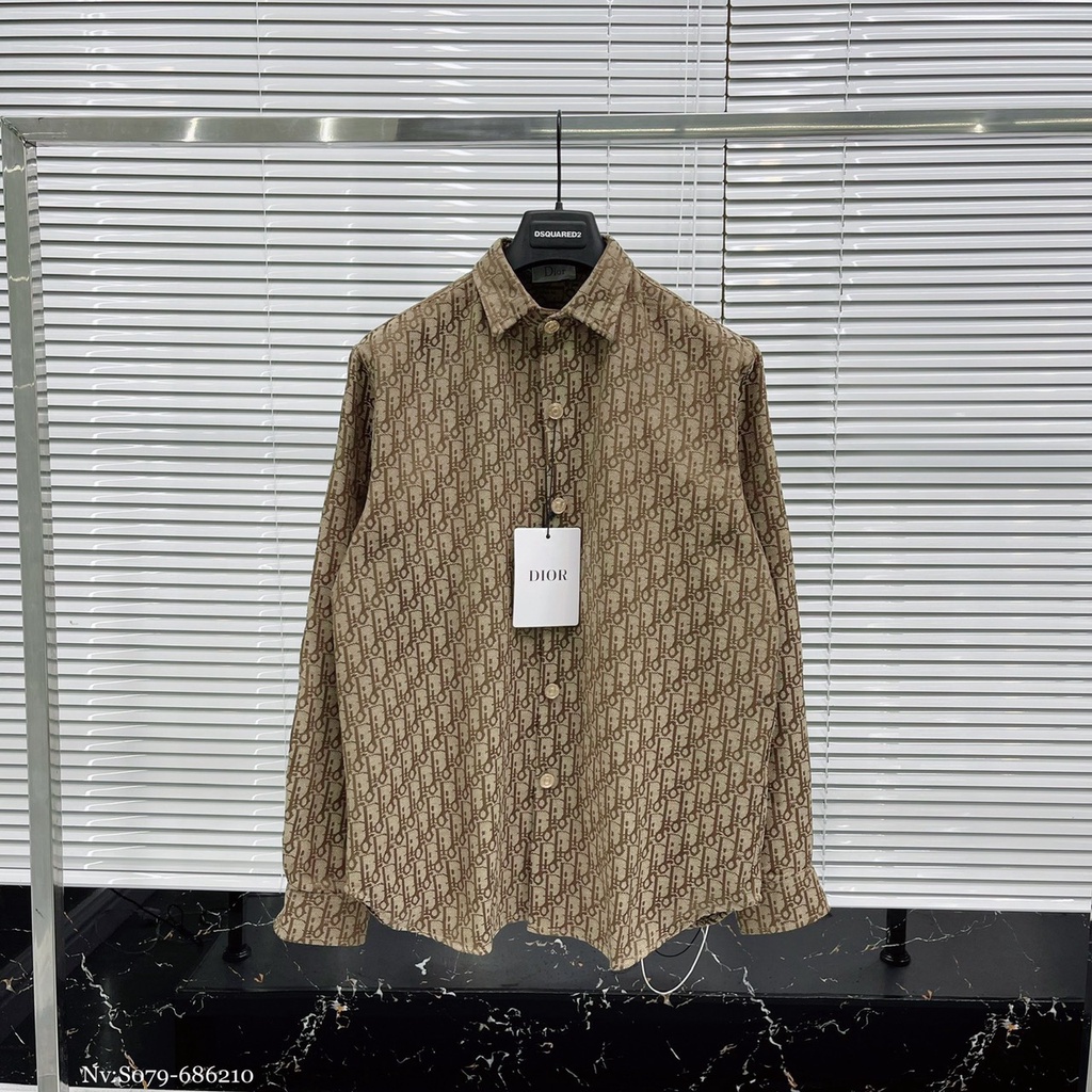 Áo Sơ Mi Nam DIO Họa Tiết Logo Siêu Cấp - Áo Sơ Mi Nam GC Dập Vân Logo Chất Vải Dệp Cao Cấp DT STORE MENWEAR