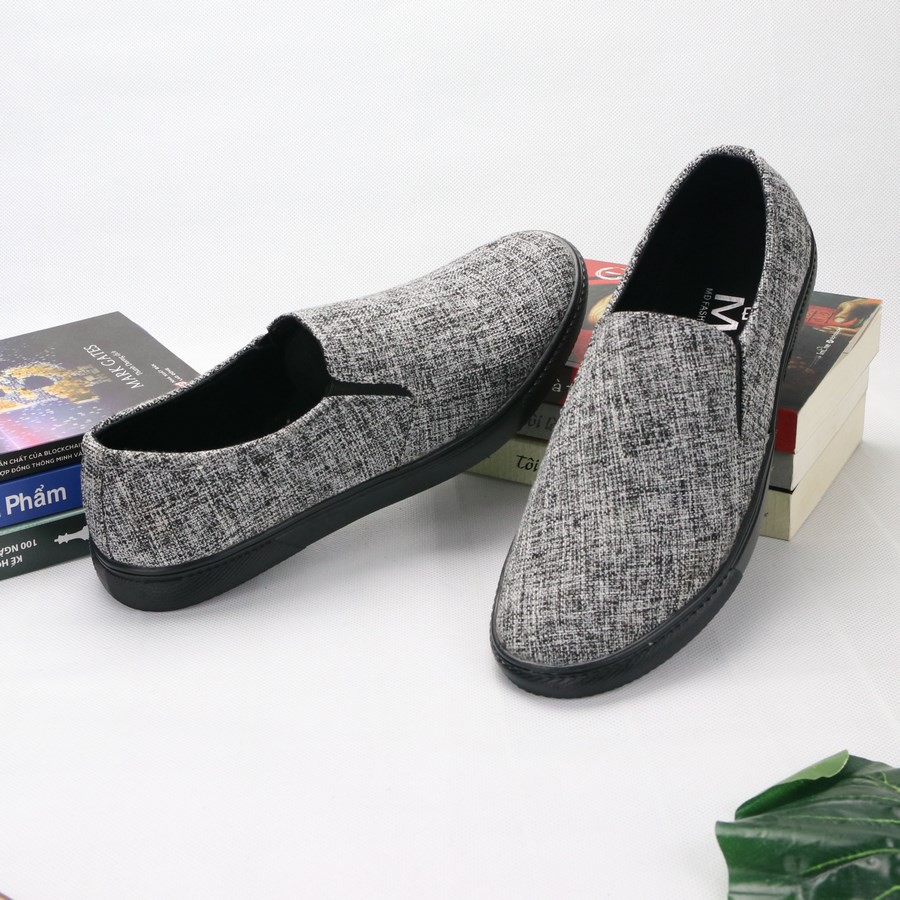 Giày lười vải nam màu xám [FREESHIP] HN216 shop Hân Nhi chuyên giày công sở nam | BigBuy360 - bigbuy360.vn