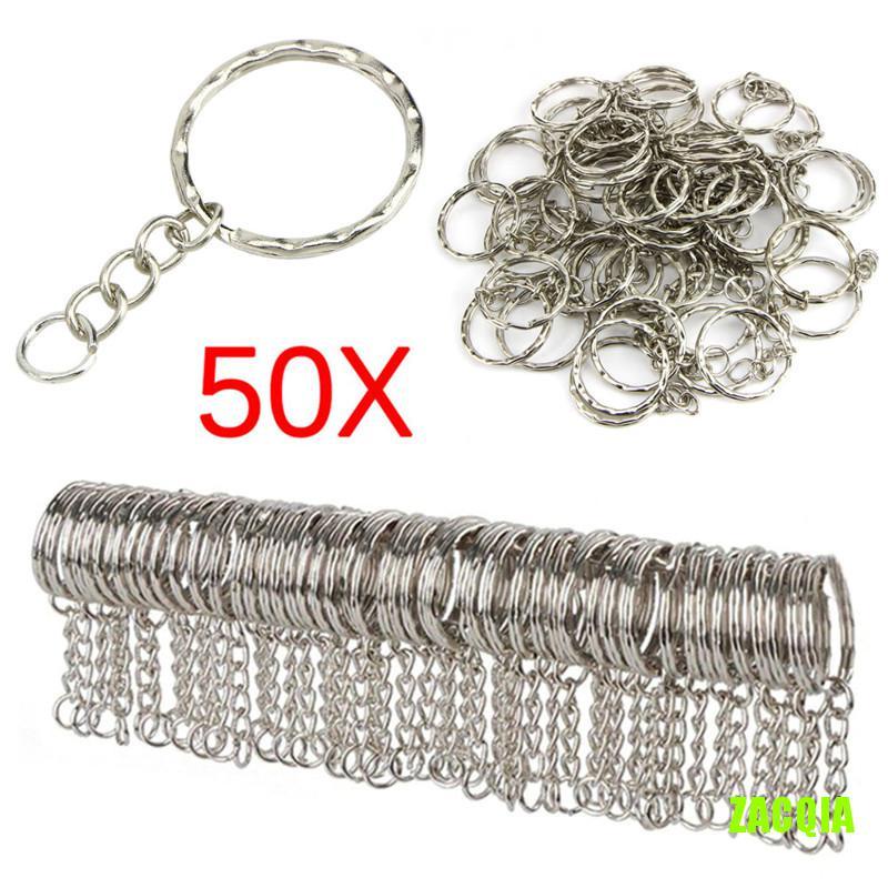 Bộ 50 Móc Khóa Ngắn 25mm Màu Bạc Bóng Diy