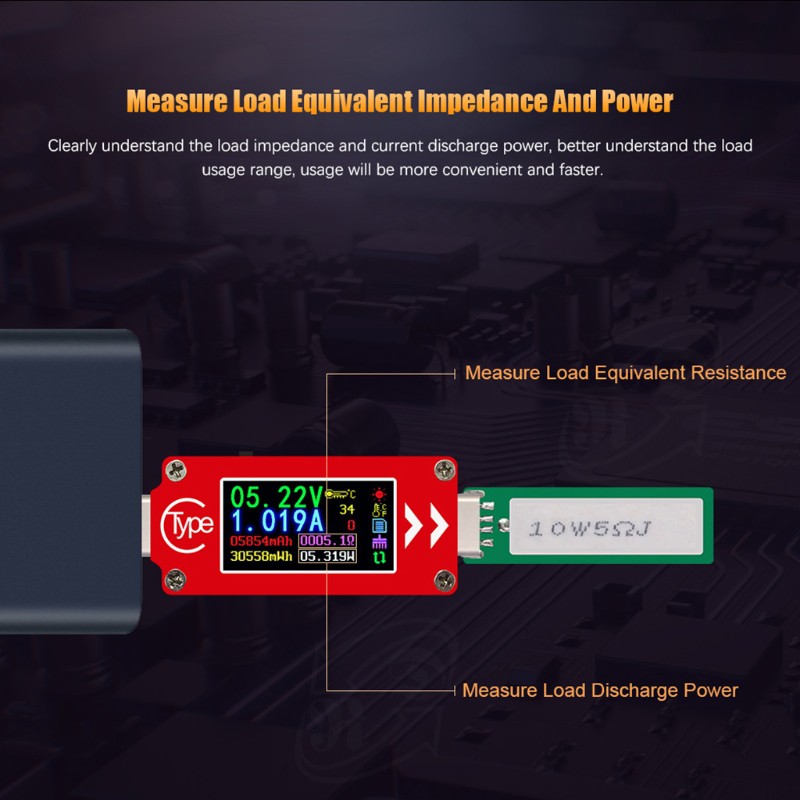 Thiết Bị Kiểm Tra Cổng Sạc Usb Có Màn Hình Tc 64 Màu