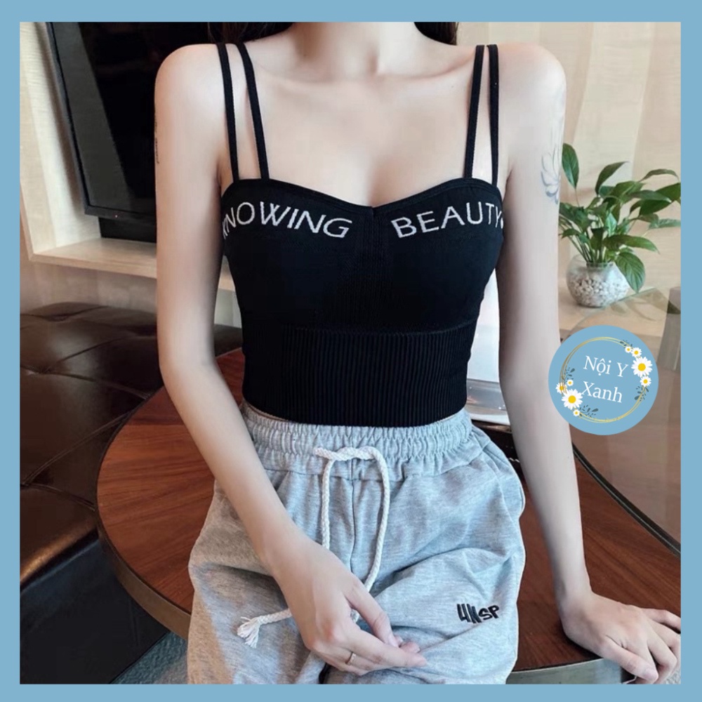 Áo Bra Nữ Dây Kép Cúp Ngực Dáng Lửng Có Đệm Ngực Trend Mới 829 Nội Y Xanh chất thoáng mát cao cấp