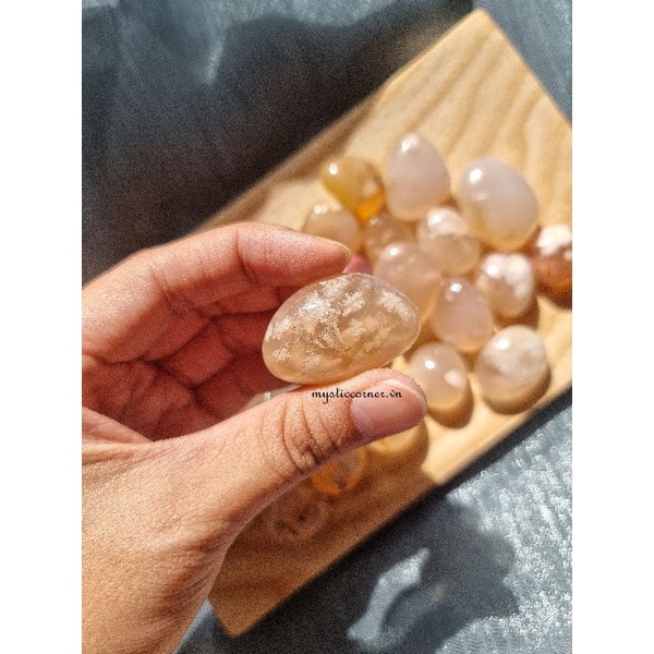 Đá thanh tẩy Mã não hoa anh đào ( Blossom Agate ), dùng trong Tarot, Reiki, thiền định, phong thủy
