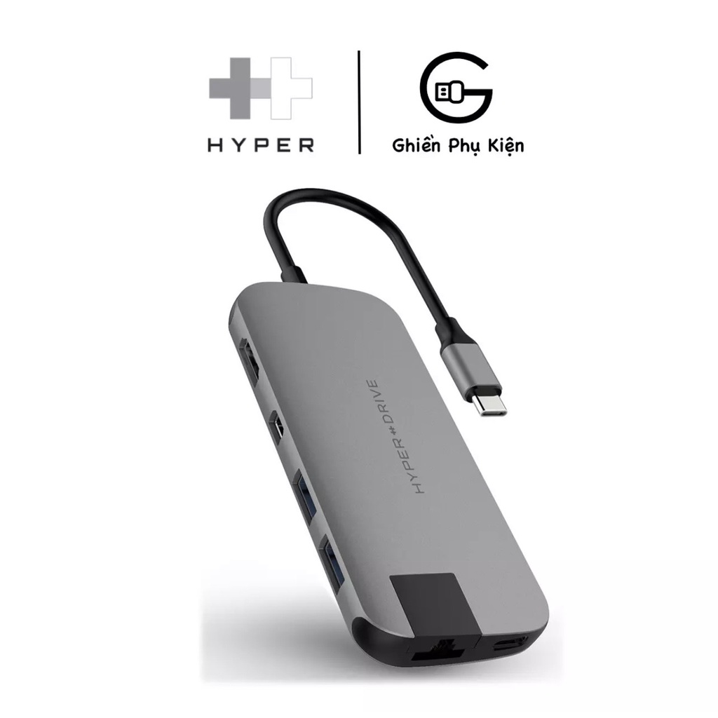 Cổng Chuyển HyperDrive Slim 8-IN-1 USB-C Multi Port Hub For MacBook, PC &amp; Devices - HD247B