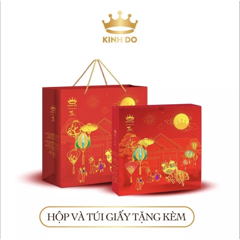 Combo 4 bánh trung thu Kinh Đô vị mặn bánh nướng được tặng kèm hộp và túi xách