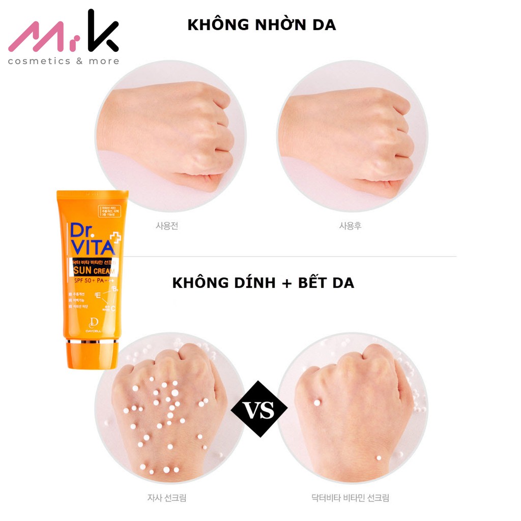 Kem chống nắng Hàn Quốc dưỡng trắng dưỡng da DrVITA 24h Da mặt 50 gram tên Mrk