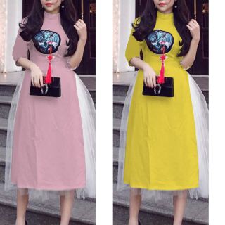 Áo dài cách tân mẹ bé