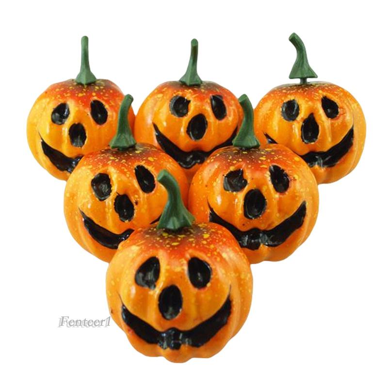 1 [Fenteer] Set 6 Quả Bí Ngô Nhân Tạo Trang Trí Halloween