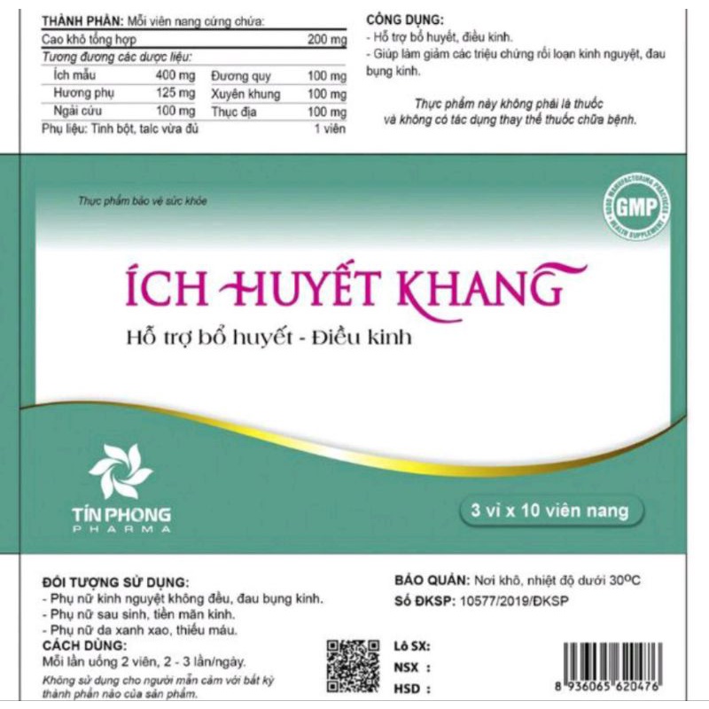 Ích huyết khang viên uống giảm đau bụng kinh rối loạn kinh nguyệt