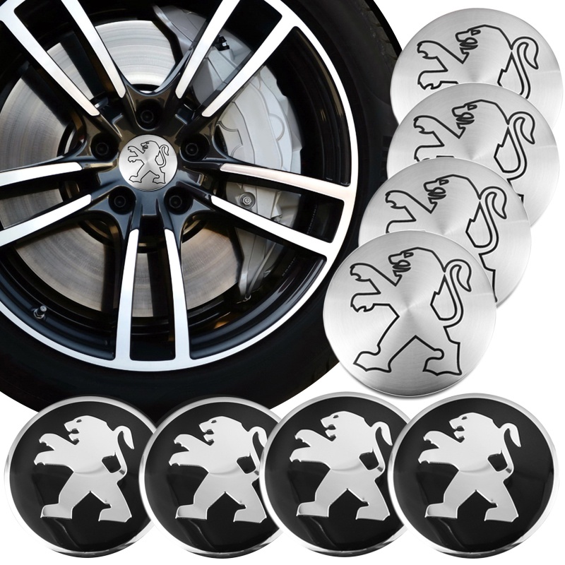 Bộ 4 Miếng Đề Can 56mm Dán Trang Trí Trục Bánh Xe Hơi Peugeot 206 307 308 3008 207 208 407 508 2008 5008 107 106 205 4008