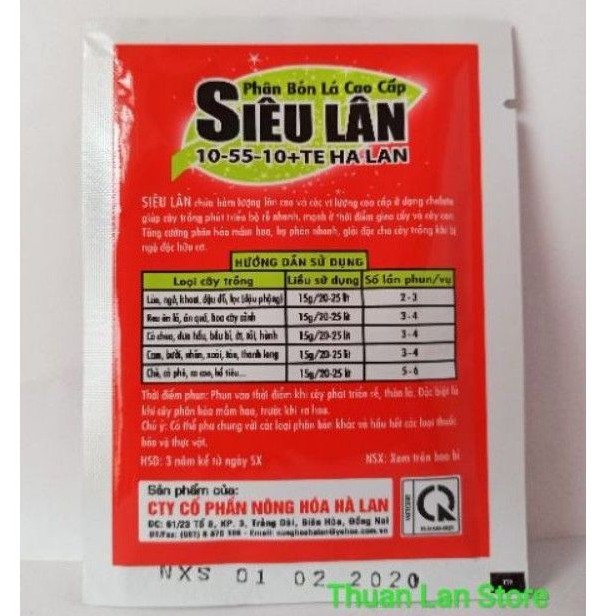 Phân Bón Lá Cao Cấp Siêu Lân Hà Lan 10-55-10+TE - 15g