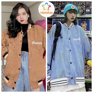 Áo khoác nhung tăm unisex moution áo khoác bomber nhung hàn quốc_vietstar