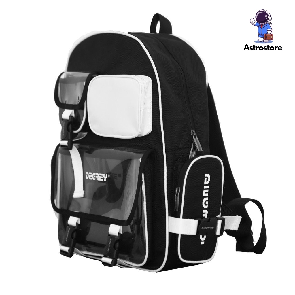 Balo Backpack Degrey Trắng nhiều ngăn, vải cao cấp, đi học, đi chơi, đi du lịch