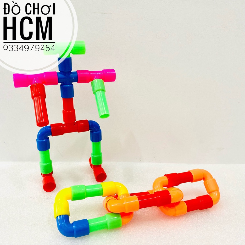 [150 ỐNG LỚN] Đồ chơi xếp hình lắp ráp Lego ống lớn cho bé thích lắp ghép, phát triển trí não, tư duy sáng tạo