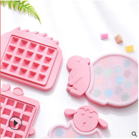 Khuôn Silicon Làm Đá/ Thạch Nhiều Mẫu Có Nắp Đậy