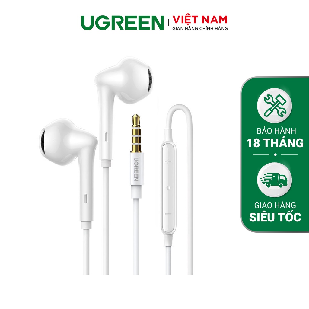 Tai nghe nhét tai UGREEN EP101 Cổng 3.5mm có điều khiển âm lượng 3.5mm - Hàng phân phối chính hãng