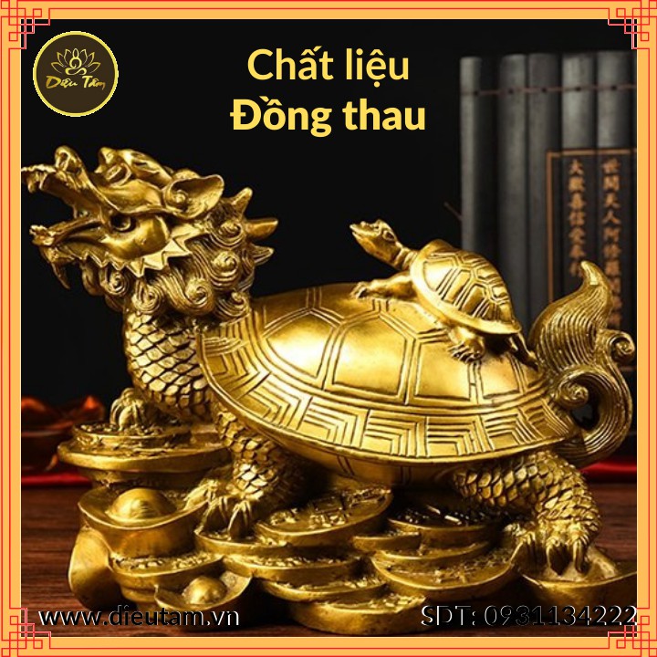 &quot;Rùa Đầu Rồng&quot; Long Quy cõng rùa con tượng đồng phong thuỷ