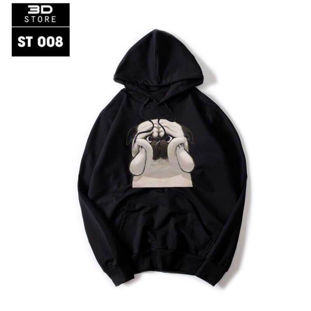 SALE- Áo hoodie unisex nam nữ chó mặt mập có bigsize đến hơn 100kg vải nỉ bông dày mịn - áo chất