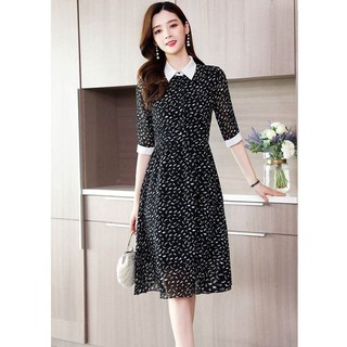 [HÀNG QC[ - ĐẦM XÒE VOAN HỌA TIẾT NHÍ CỔ SƠ MI CAO CẤP - KQC182