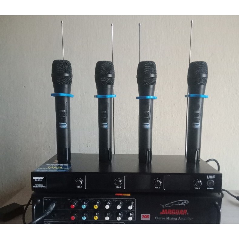 Micro không dây shure 238 đa năng - 4 tay mic karaoke bluetooth Cao Cấp _ Nhật Việt oficial ugx