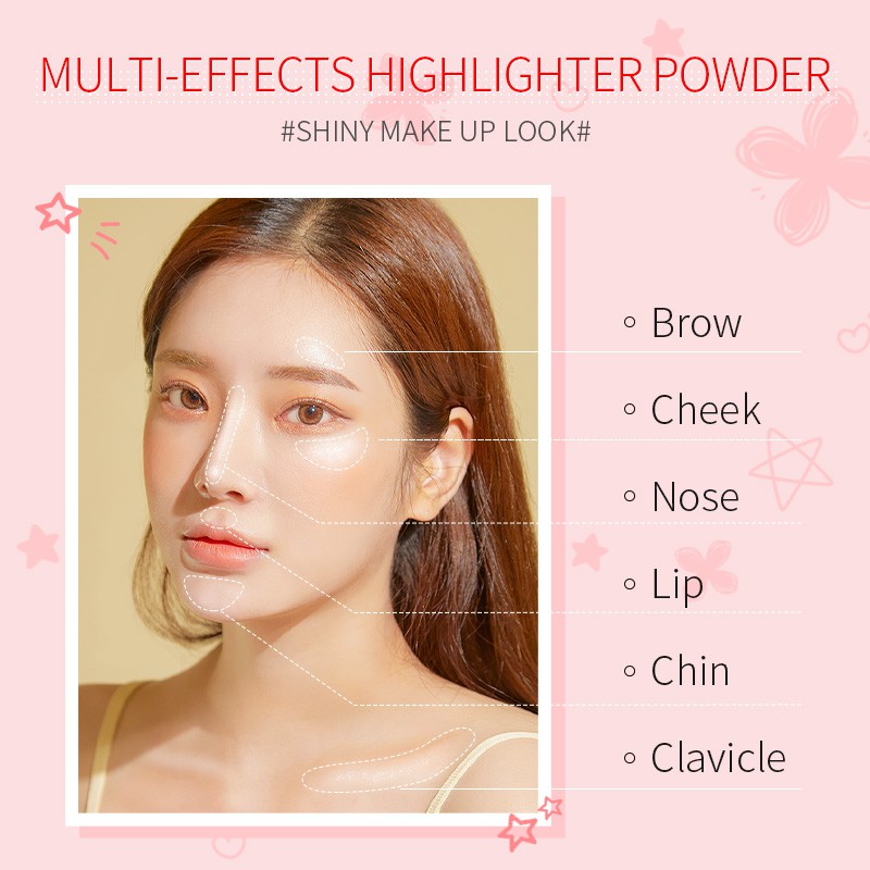 Phấn Bắt Sáng LAIKOU 6g 3 Màu Ánh Nhũ Trang Điểm Chống Thấm Nước