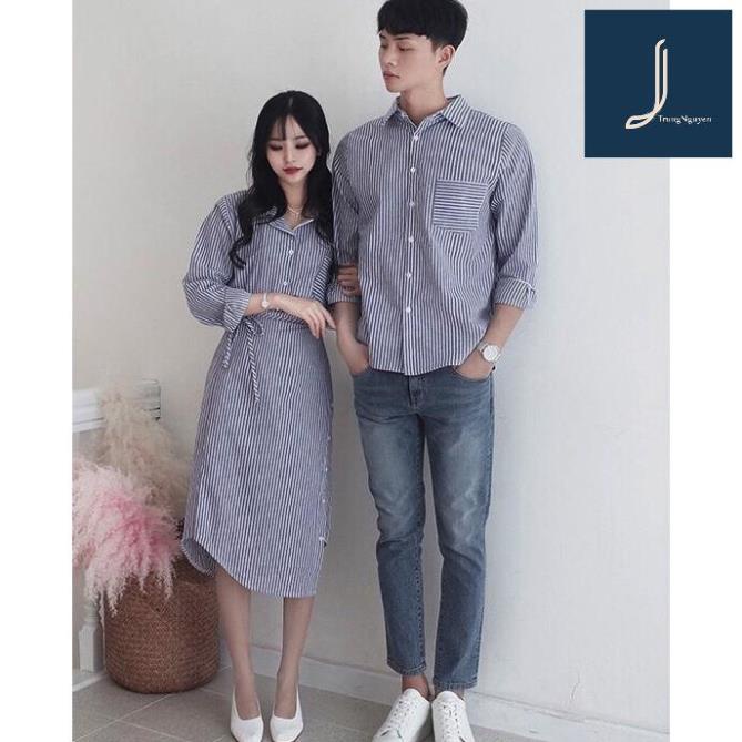 Set váy áo sơ mi cặp cao cấp nam nữ chất đẹp AV172