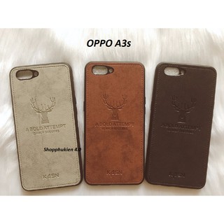 Ốp lưng giả vân vải bò Oppo A3s/ họa tiết hươu Mịn
