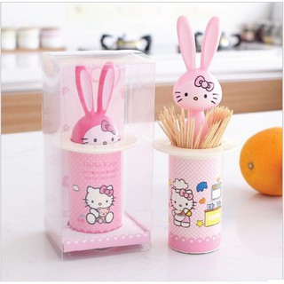 Hủ đựng tăm nút bật PINK023 Pink Xinh Decor hủ tăm Hello Kitty tai thỏ dễ thương