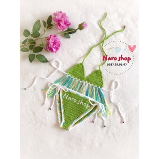 (SALE HÀNG CÓ SẴN) BỘ BIKINI LEN MÓC TUA RUA CỰC XINH CHO BÉ