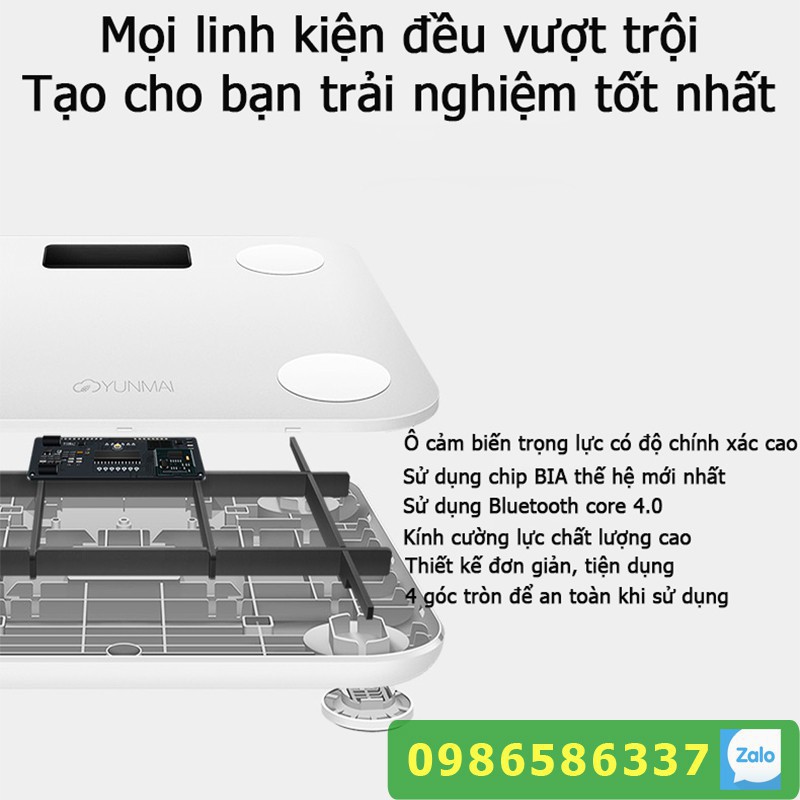 Cân thông minh Yunmai - Xiaomi đo lượng mỡ, mật độ xương cùng lúc 10 chỉ số cơ thể