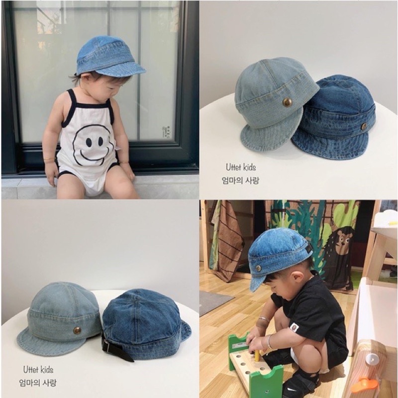 Mũ lưỡi trai denim thêu tên cho bé iu 🤎