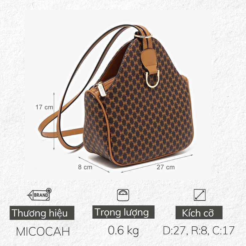 Balo nữ đeo chéo họa tiết da cao cấp thời trang công sở EL005 Micocah chính hãng