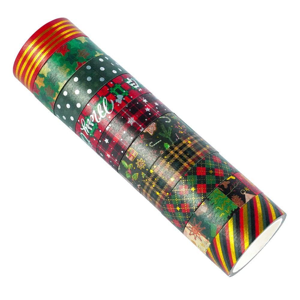 PISTA 10 Cuộn Băng Dính Với Họa Tiết Theo Phong Cách Giáng Sinh