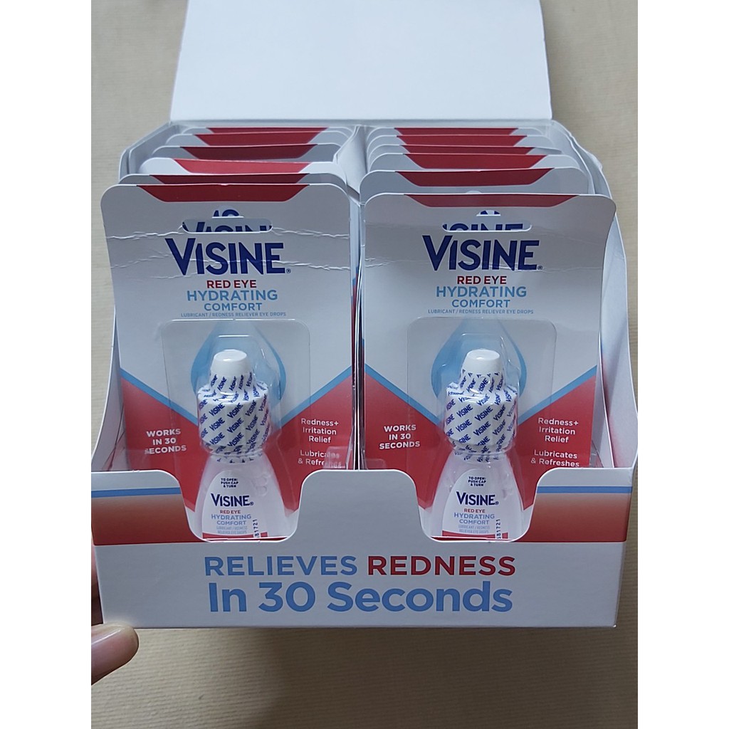 Nước rửa mắt/Dung dịch vệ sinh mắt Visine red eye hydrating comfort 8ml hàng mỹ chính hãng