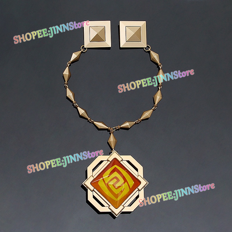 Jinn Mặt Dây Chuyền Hình Game Genshin Zhongli Liyue:Rocks Element Vision Với Dây Xích Hai Mặt Phản Quang Kích Thước Lớn Dùng Làm Quà Tặng Sinh Nhật