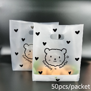 Set 50 Túi Nhựa Đựng Bánh Kẹo In Hình Gấu Dễ Thương