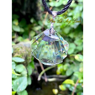 Mặt dây pha lê Swarovski hình con sò 28mm, tặng dây đeo và kẹp dây