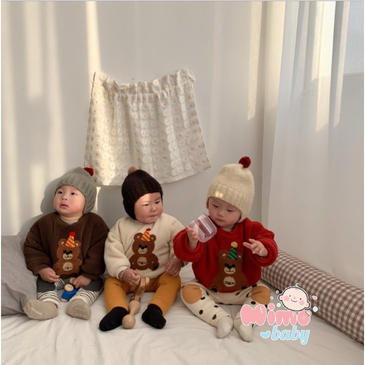 Mũ len quả bông style hàn quốc siêu cute cho bé (1-4y)