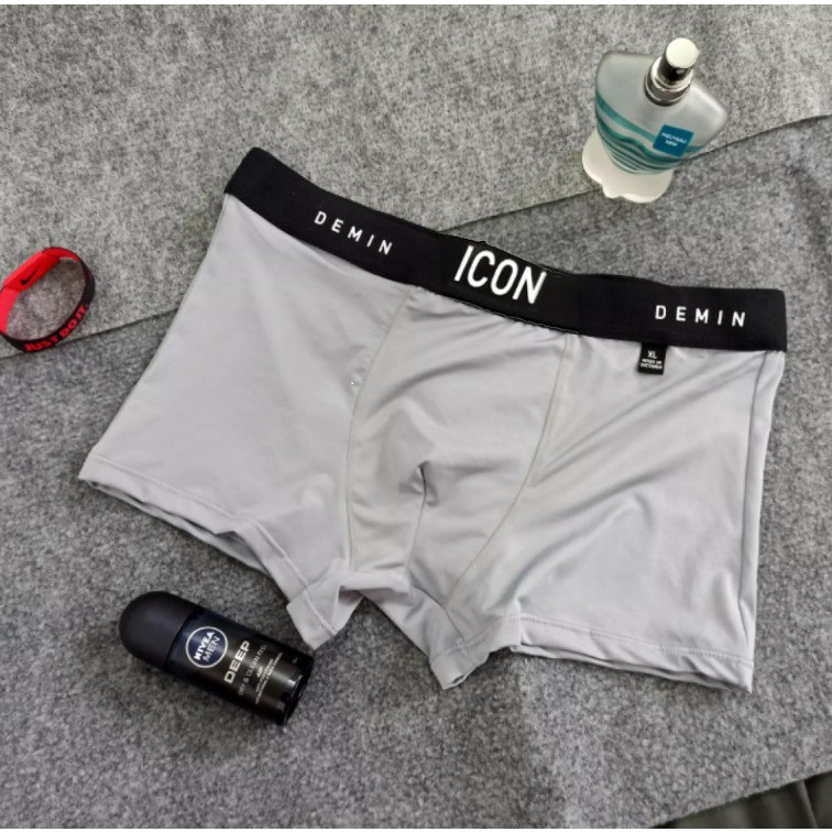 Quần lót nam thun lạnh, Quần Sịp Đùi Nam ICON, Quần xì nam BOXER nam co dãn 4 chiều (Che Tên) - MINHSTORE