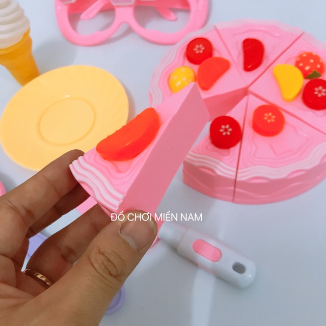 Túi đồ chơi cắt bánh kem nhiều nhân trái cây kèm phụ kiện y hình cho bé mẫu robo trái cây