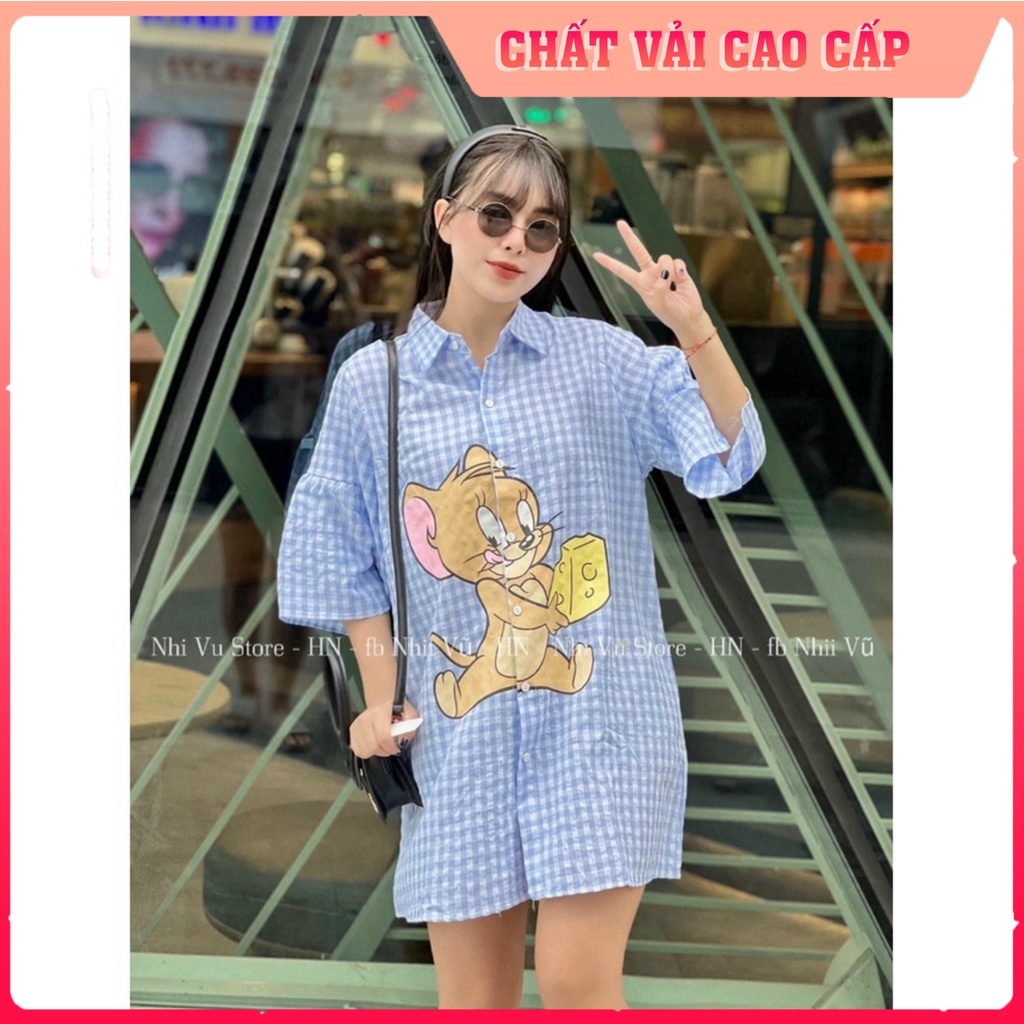 Đầm suông hoa lá chuột jerry siêu cute🍀 Váy sơmi form rộng sọc kẻ xinh xẻo dành riêng cho các cô gái thơ🍀 | NINA Fashi