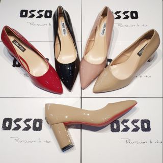 Giày gót vuông 7cm da bóng